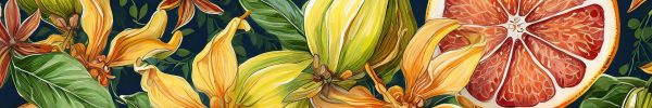 Muster mit Ylang-Ylang, Grapefruits, Orangen und Patchouli